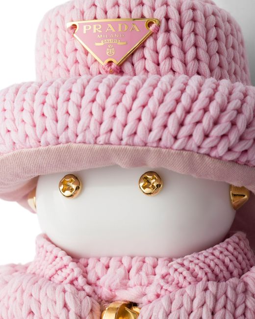 Prada Pink Soft Robot Knit Keychain Charm