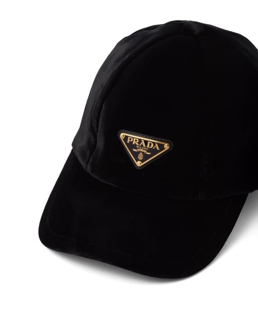 Prada Black Velvet Baseball Cap