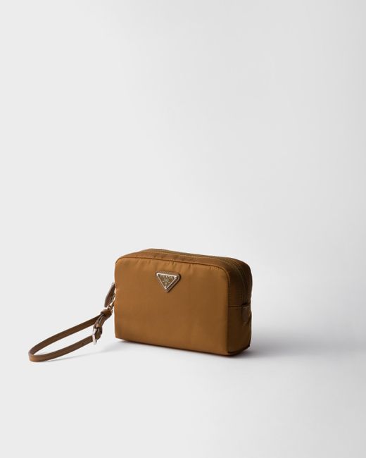Prada Brown Kleine Pouch Aus Re-Nylon