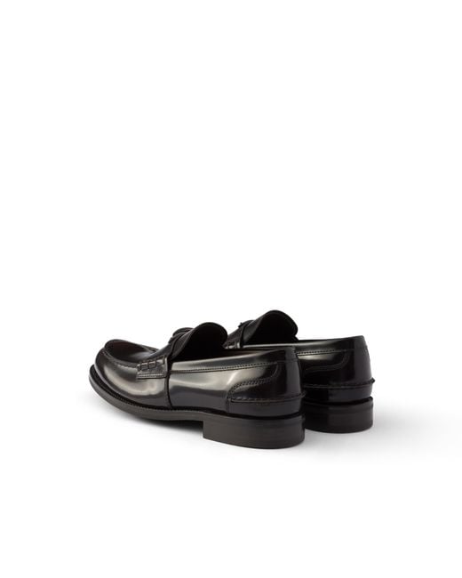 Prada Black Brushed Leather Loafers, Size 7 for men