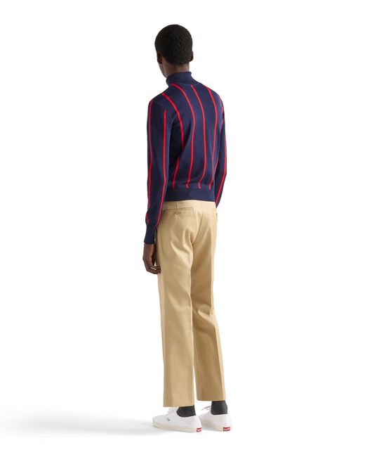 Prada Blue Cotton Turtleneck Sweater for men