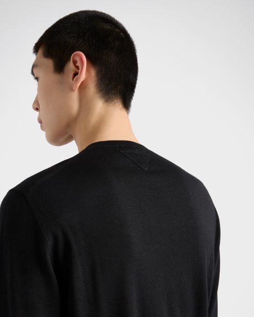 Pull À Col Rond En Cachemire Et Soie Prada pour homme en coloris Black