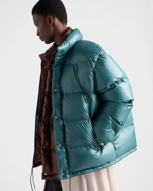 Prada Green Medium-Weight Re-Nylon Down Jacket for men
