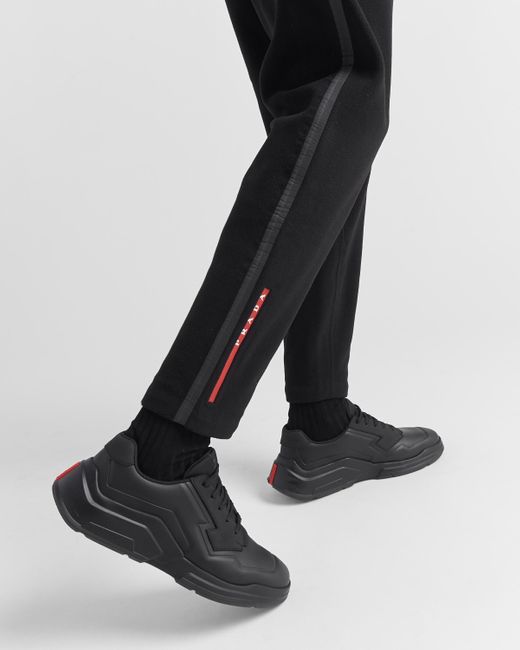 Pantaloni In Tessuto Tecnico Con Nastrature di Prada in Black da Uomo