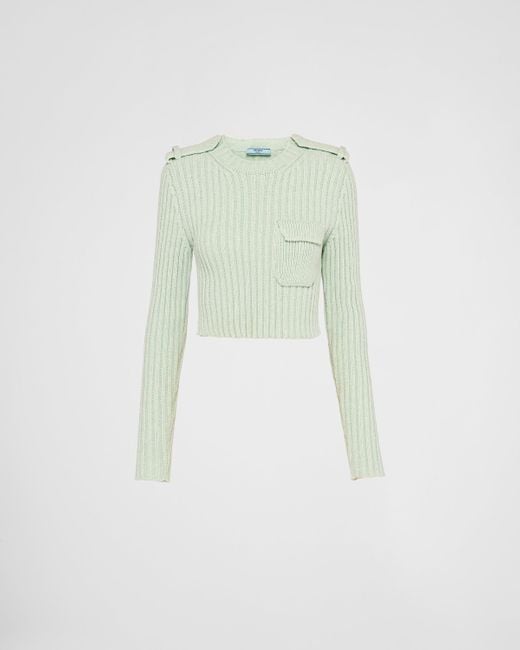 Prada Green Wool And Cashmere Crew-neck Sweater