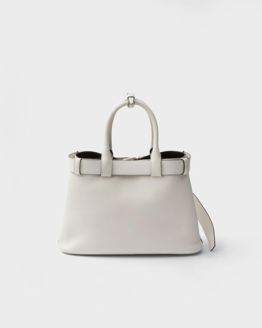 Prada Gray Kleine Buckle Handtasche Aus Leder Mit Gürtel