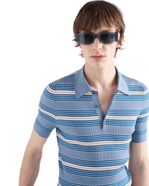 Prada Blue Sunglasses With Triangle Logo for men