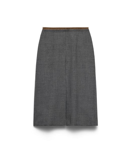 Prada Gray Rush Stitch Midi-Skirt