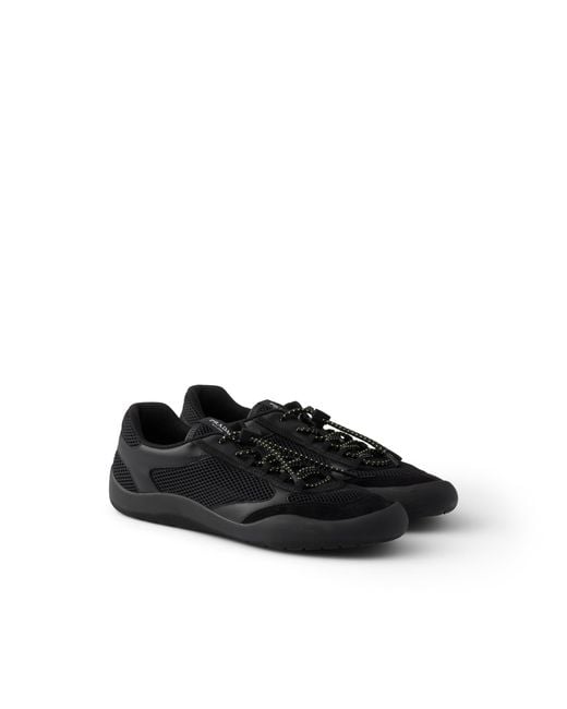Prada Black Speedrock Mesh Fabric Sneakers