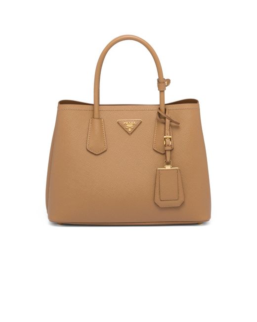 Prada Natural Small Saffiano Leather Double Bag