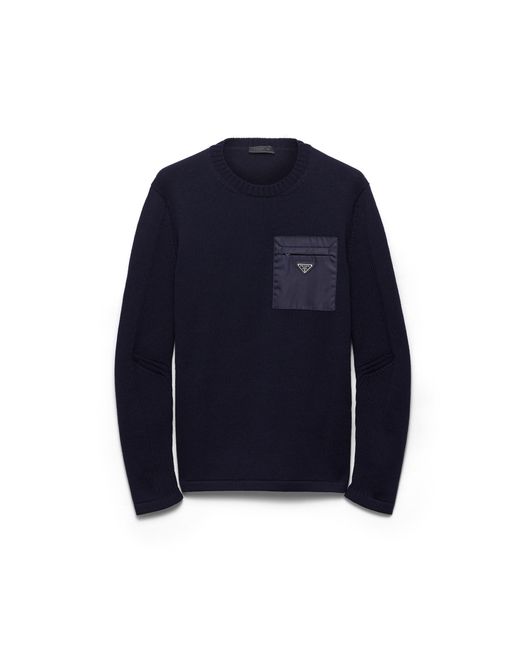 Prada Blue Wool Sweater for men