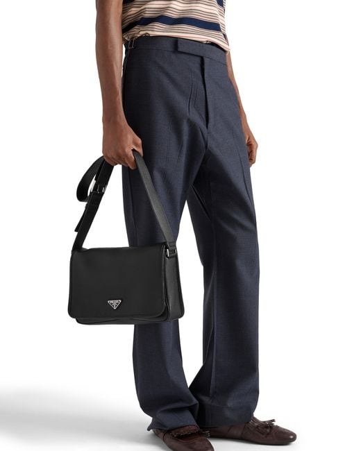 Prada Black Leather Shoulder Bag for men