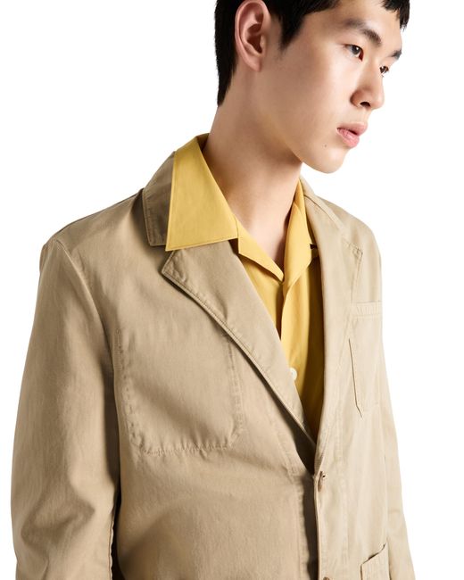 Prada Natural Single-Breasted Cotton Jacket for men
