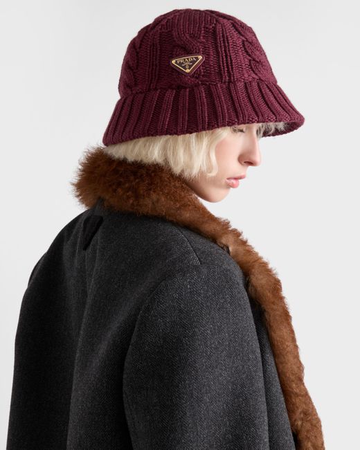 Prada Red Wool Bucket Hat