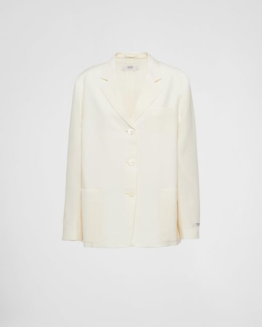 Prada White Single-breasted Kid Mohair Jacket
