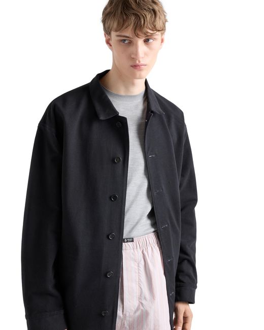 Prada Gray Short-Sleeved Silk Sweater for men