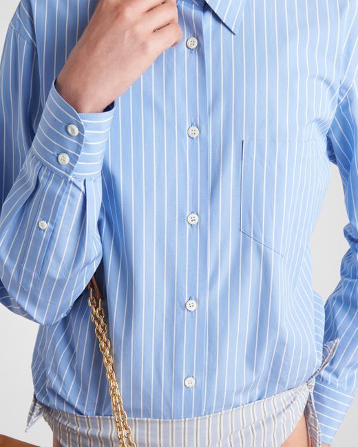 Prada Blue Striped Poplin Shirt