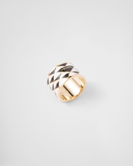 Prada White Enameled Metal Ring