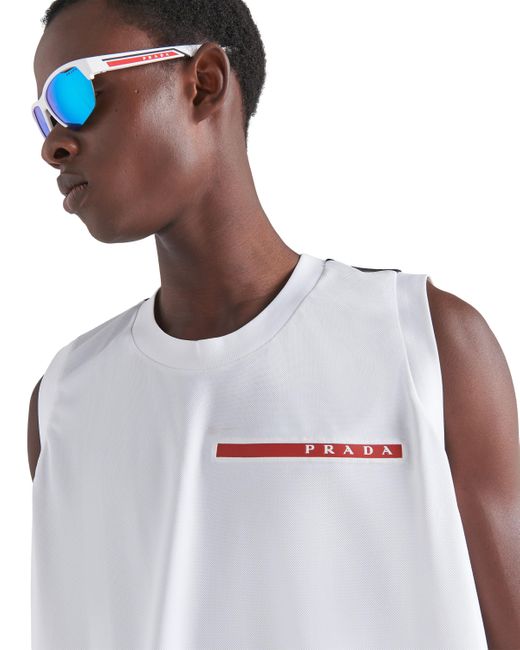 Prada White Piqué Tank Top for men