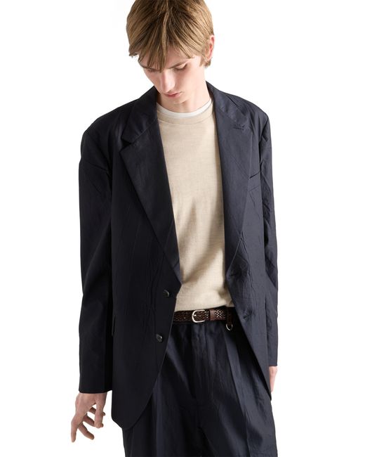 Prada Blue Single-Breasted Cotton And Silk Jacket for men
