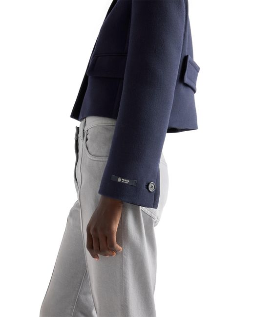 Prada Blue Single-Breasted Natté Fabric Jacket