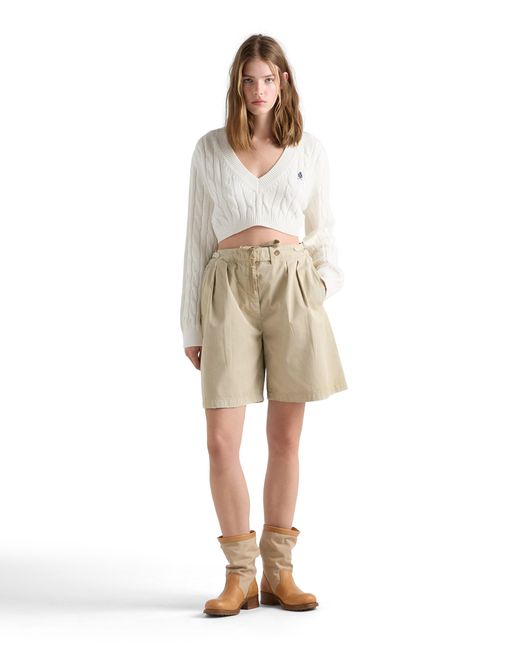 Prada White V-Neck Cotton Sweater