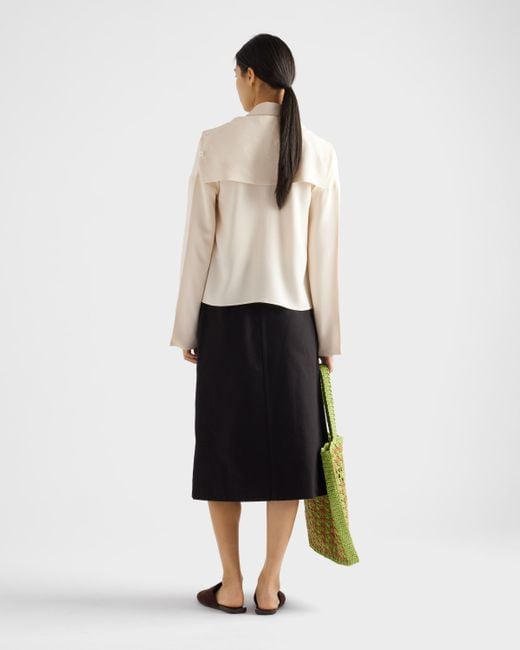 Prada Black Cotton Drill Midi Skirt