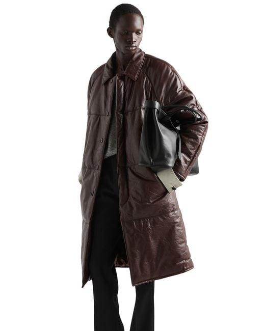 Prada Brown Padded Nappa Leather Coat for men
