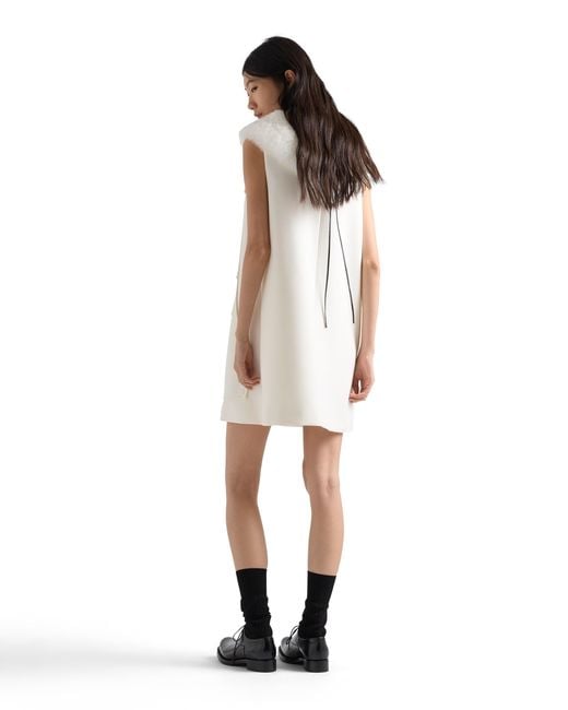 Prada White Embroidered Natté Fabric Mini-Dress