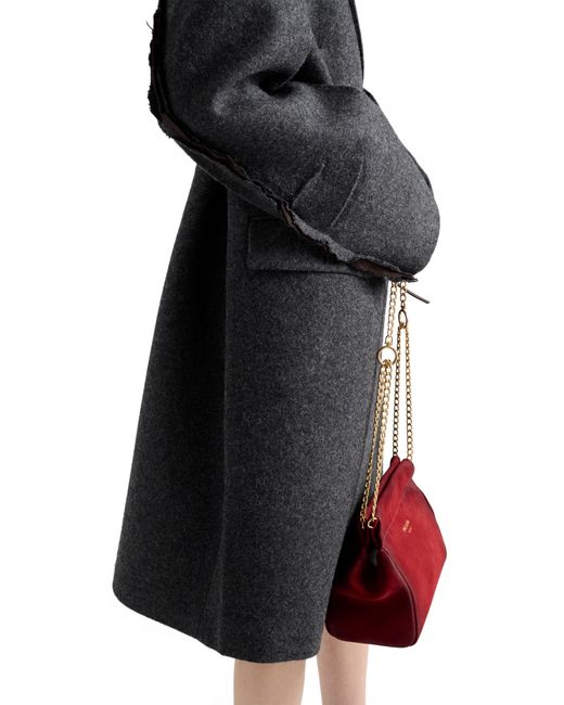 Prada Black Single-Breasted Shetland Wool Coat