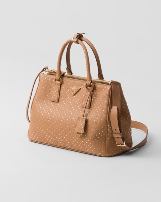 Prada Brown Large Galleria Studded Leather Bag