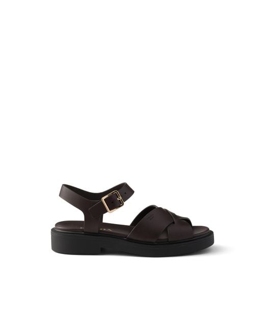 Prada Black Leather Sandals, Dark