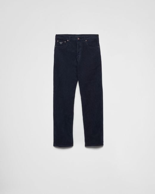 Prada Blue Straight-Leg Corduroy Jeans for men