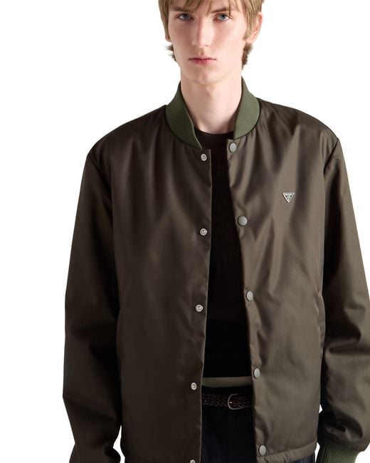 Prada Brown Re-Nylon Bomber Jacket for men