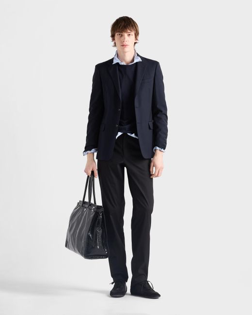 Pantalon En Popeline Stretch Prada pour homme en coloris Black