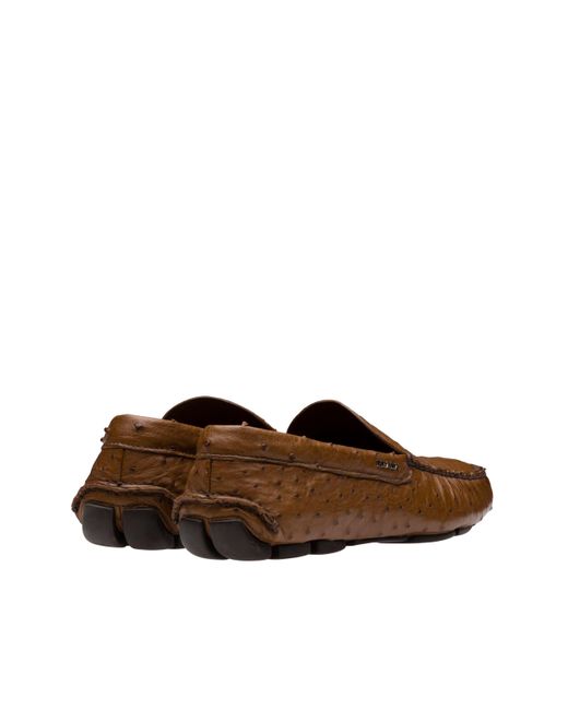 Prada Loafers Shoe Sz 8UK/9 US Brown Full Ostrich Crepe Sole Logo leather platform loafers in brown - Prada | Mytheresa main image 3