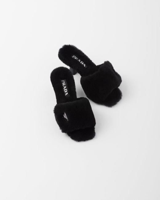 Sandales En Peau De Mouton Prada en coloris Black