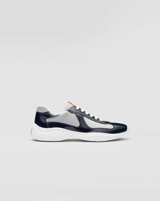 Prada Blue Patent Leather And Technical Fabric America'S Cup Sneakers for men