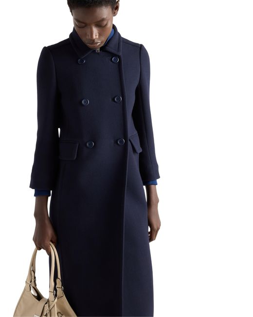 Prada Blue Single-Breasted Natté Fabric Coat