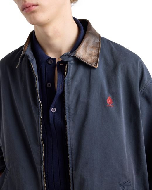 Prada Blue Cashmere And Silk Polo Shirt for men