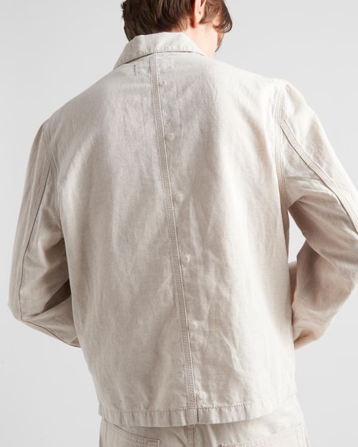 Prada White Chambray Blouson Jacket for men