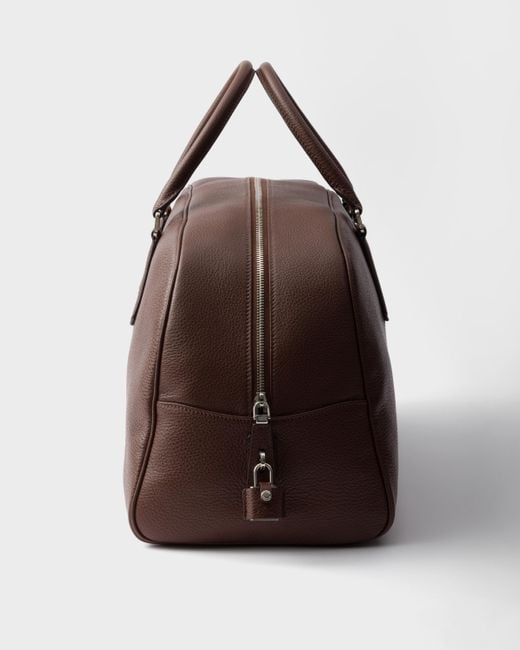 Prada Brown Weekender Aus Leder