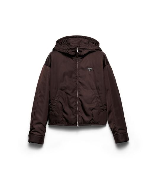 Prada Brown Re Nylon Logo-Embellished Woven Blouson Jacket