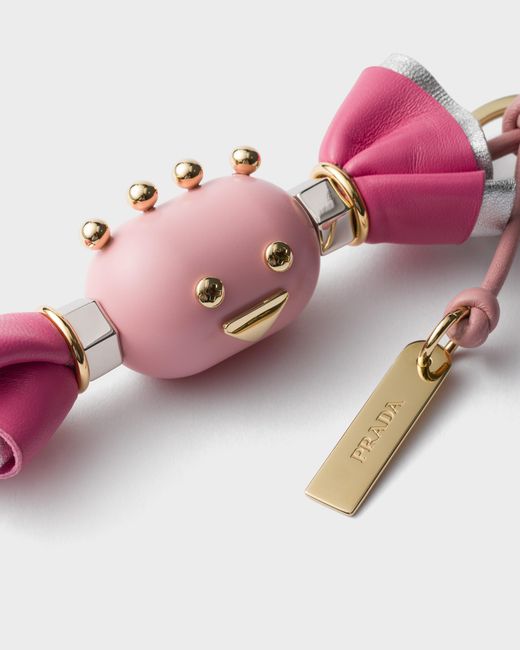 Prada Pink Candy Plexiglas And Leather Key Ring Charm