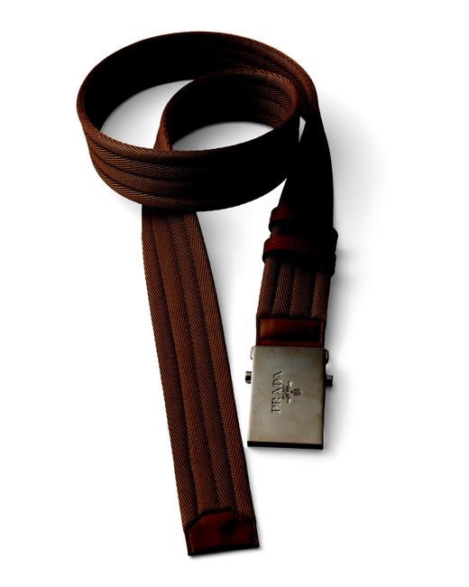 Prada Multicolor Fabric Belt, Camel for men