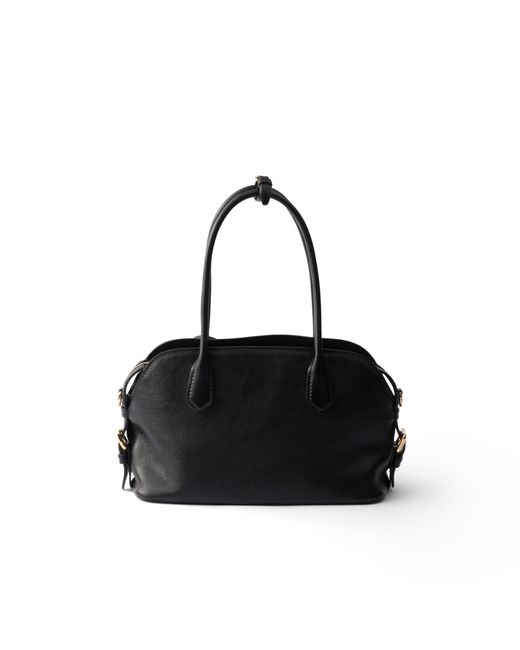 Prada Black Signet Medium Leather Tote Bag