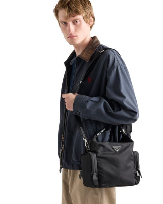 Prada Black Re-Nylon And Saffiano Leather Shoulder Bag for men
