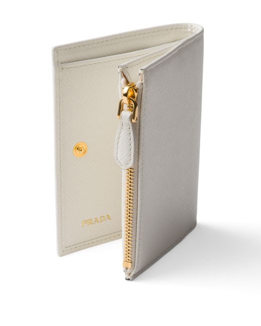 Prada White Small Saffiano Leather Wallet