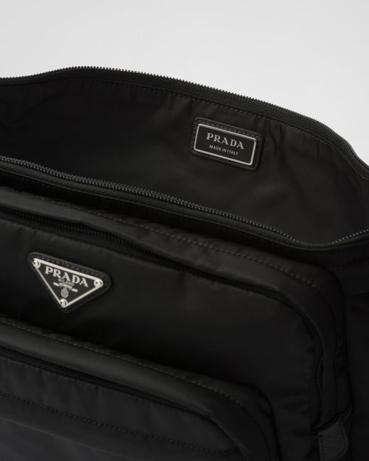 Prada Black Re-Nylon And Saffiano Leather Belt Bag for men