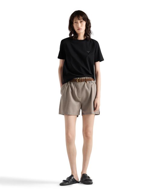 Prada Black Logo Plaque Short Sleeved T-Shirt